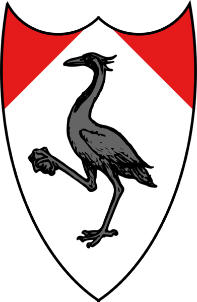 gules a crane in its vigilance sable in full, per chevron self.png