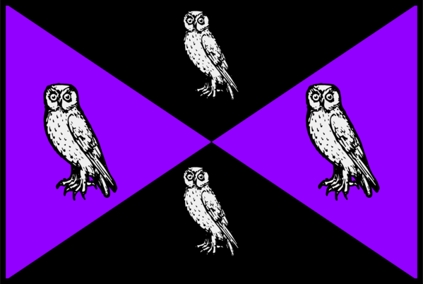 purpure two owls argent, per saltire sable two owls argent.png