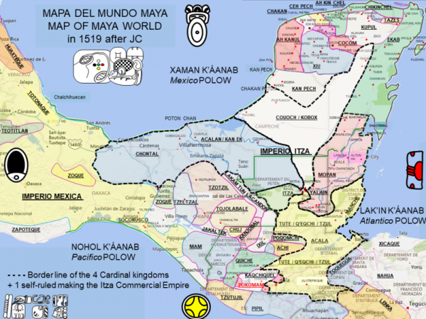 Map of maximal extend of Maya Itza empire in 1519 with borders.png