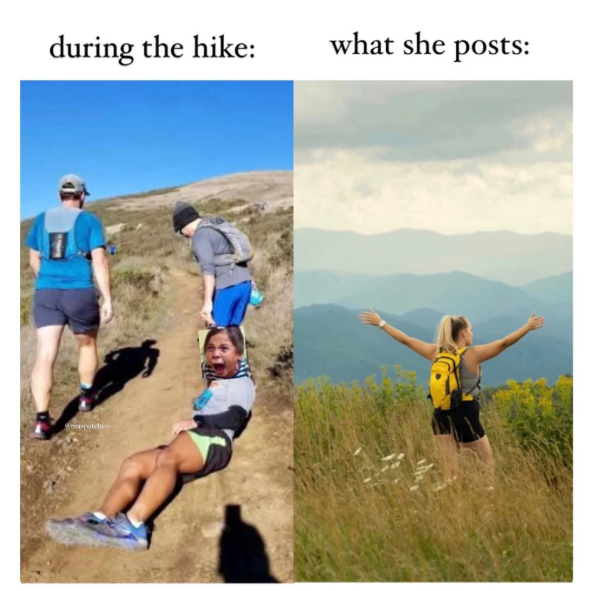 during the hike: what she posts: