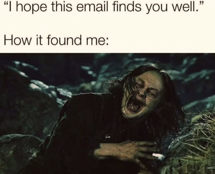 I hope this email finds you well. How it found me: